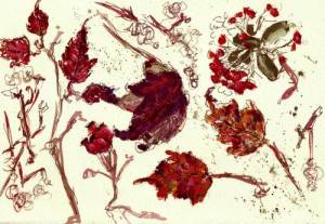 red leaves  in gouache 2