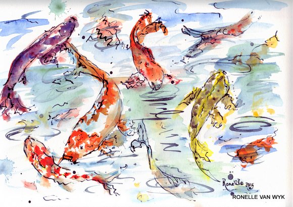 Ronelle van wyk- Koi fish in watercolor-007